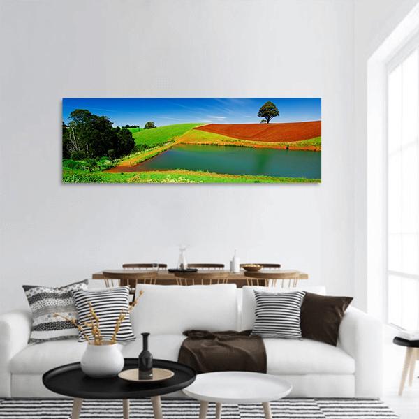 Rural Field In Tasmania Panoramic Canvas Wall Art-1 Piece-36" x 12"-Tiaracle