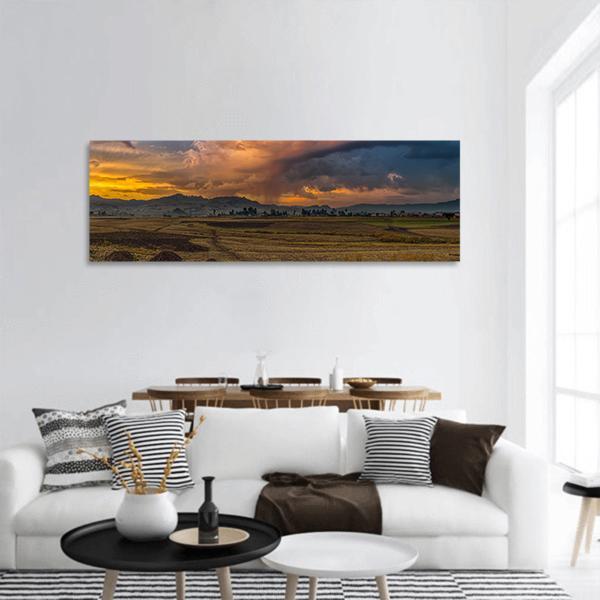 Rural Landscape Of Ethiopia Panoramic Canvas Wall Art-3 Piece-25" x 08"-Tiaracle