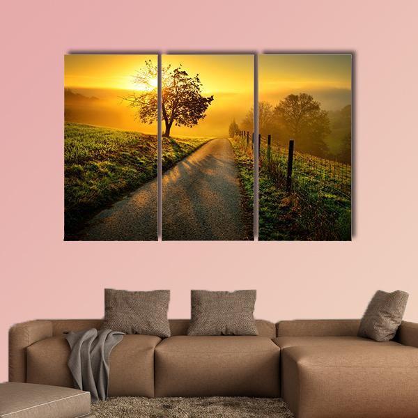 Rural Landscape On A Hill Canvas Wall Art-3 Horizontal-Gallery Wrap-37" x 24"-Tiaracle