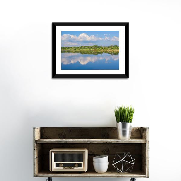 Rural Landscape With Lake Canvas Wall Art-3 Horizontal-Gallery Wrap-25" x 16"-Tiaracle