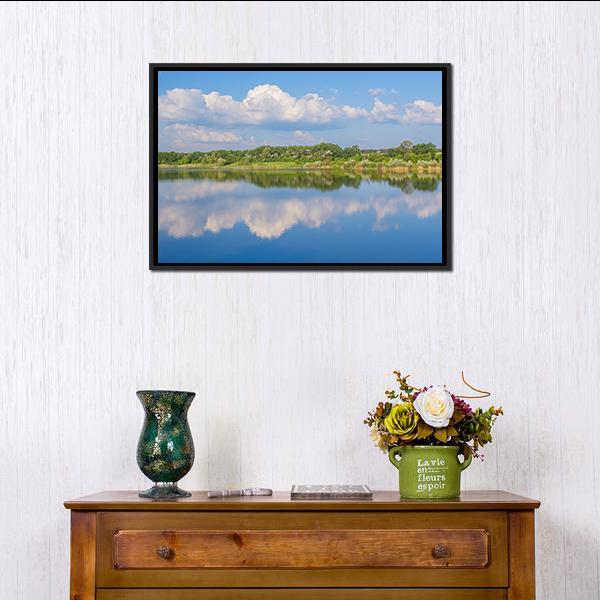 Rural Landscape With Lake Canvas Wall Art-3 Horizontal-Gallery Wrap-25" x 16"-Tiaracle