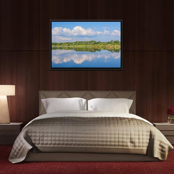 Rural Landscape With Lake Canvas Wall Art-3 Horizontal-Gallery Wrap-25" x 16"-Tiaracle