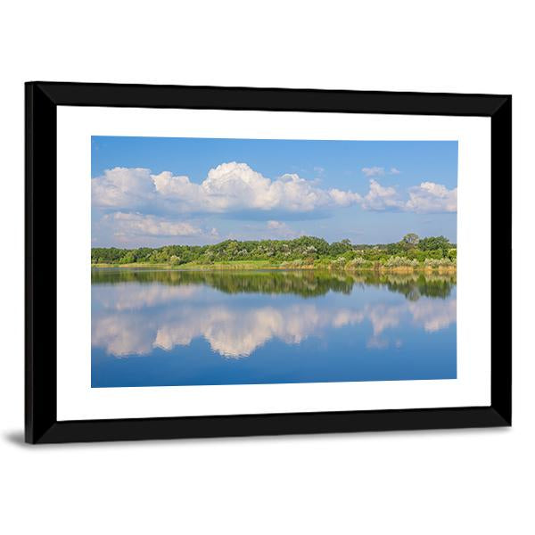 Rural Landscape With Lake Canvas Wall Art-3 Horizontal-Gallery Wrap-25" x 16"-Tiaracle