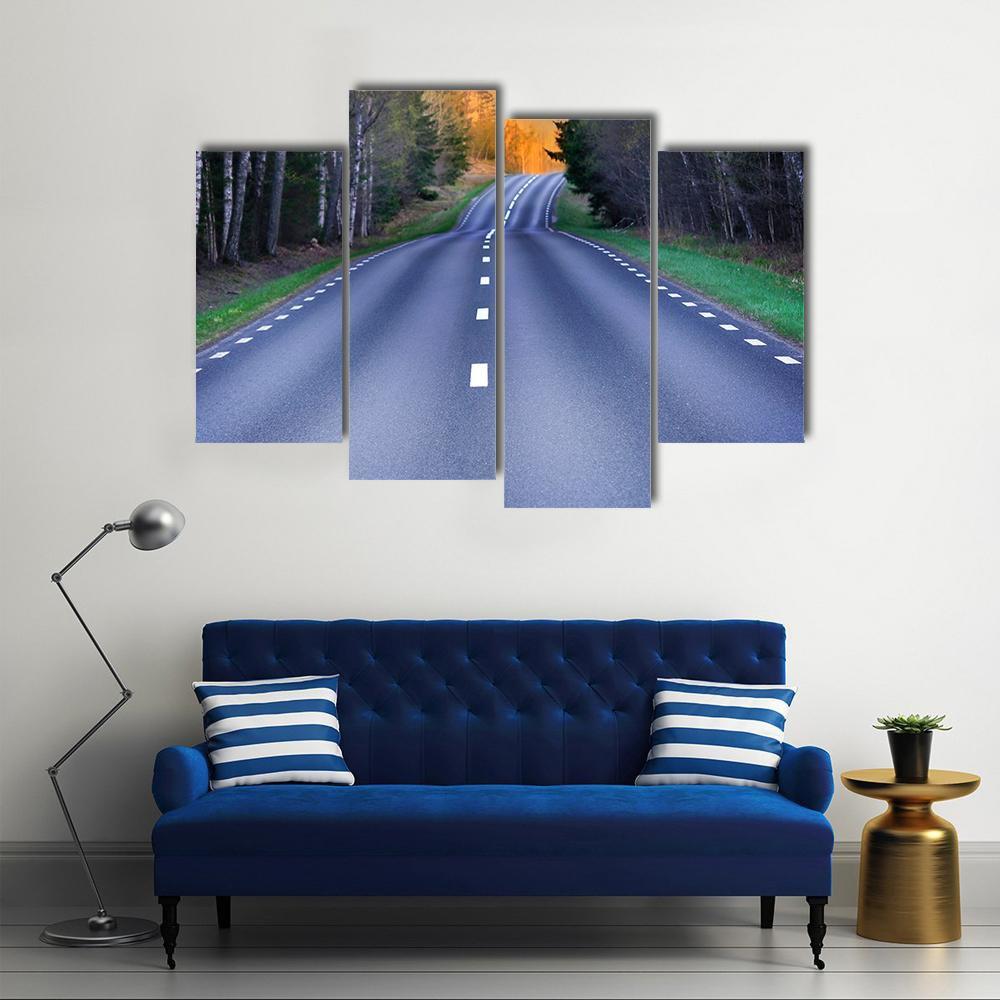 Rural Scandinavian Asphalt Road Canvas Wall Art-4 Pop-Gallery Wrap-50" x 32"-Tiaracle