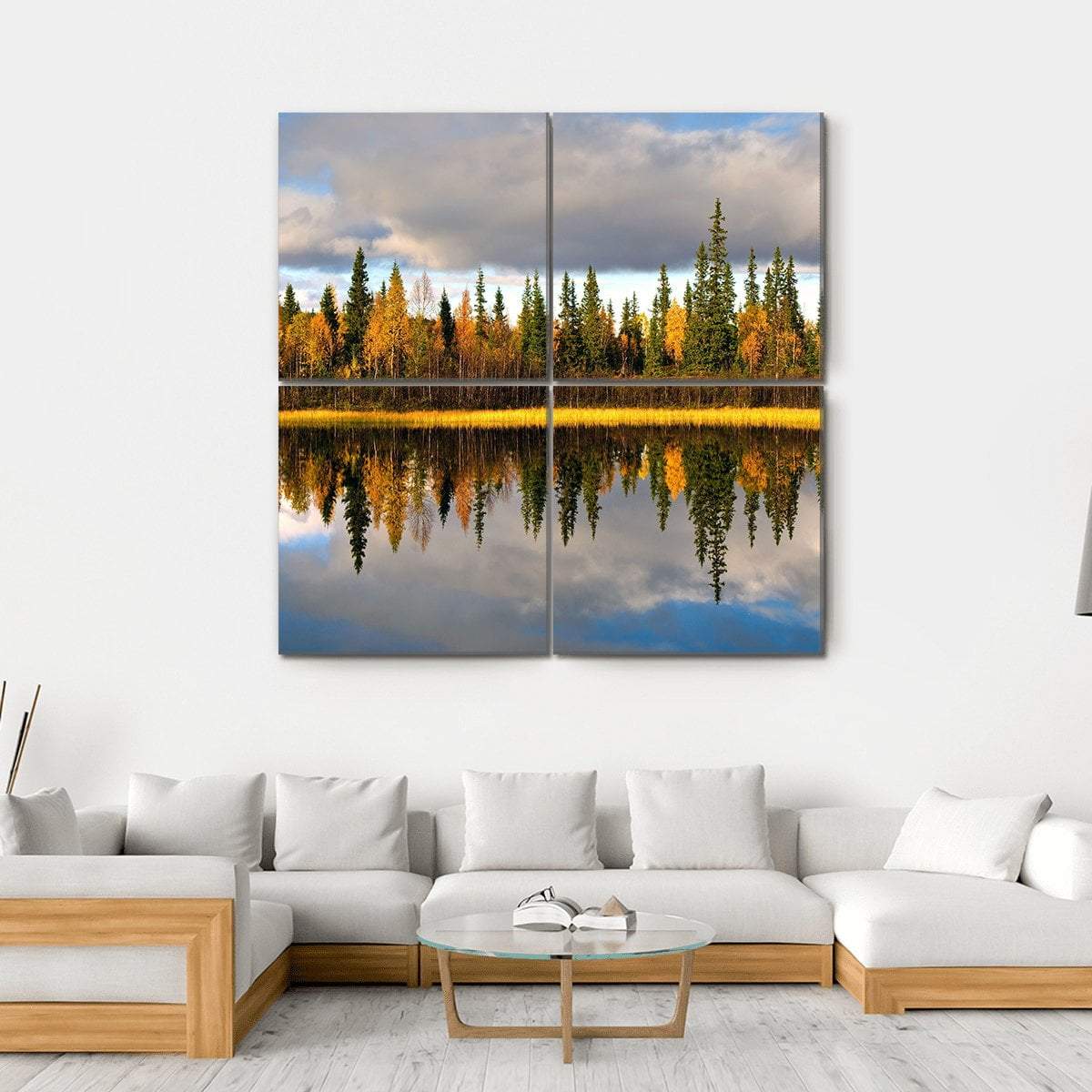 Rural Scandinavian Landscape Canvas Wall Art-4 Square-Gallery Wrap-17" x 17"-Tiaracle