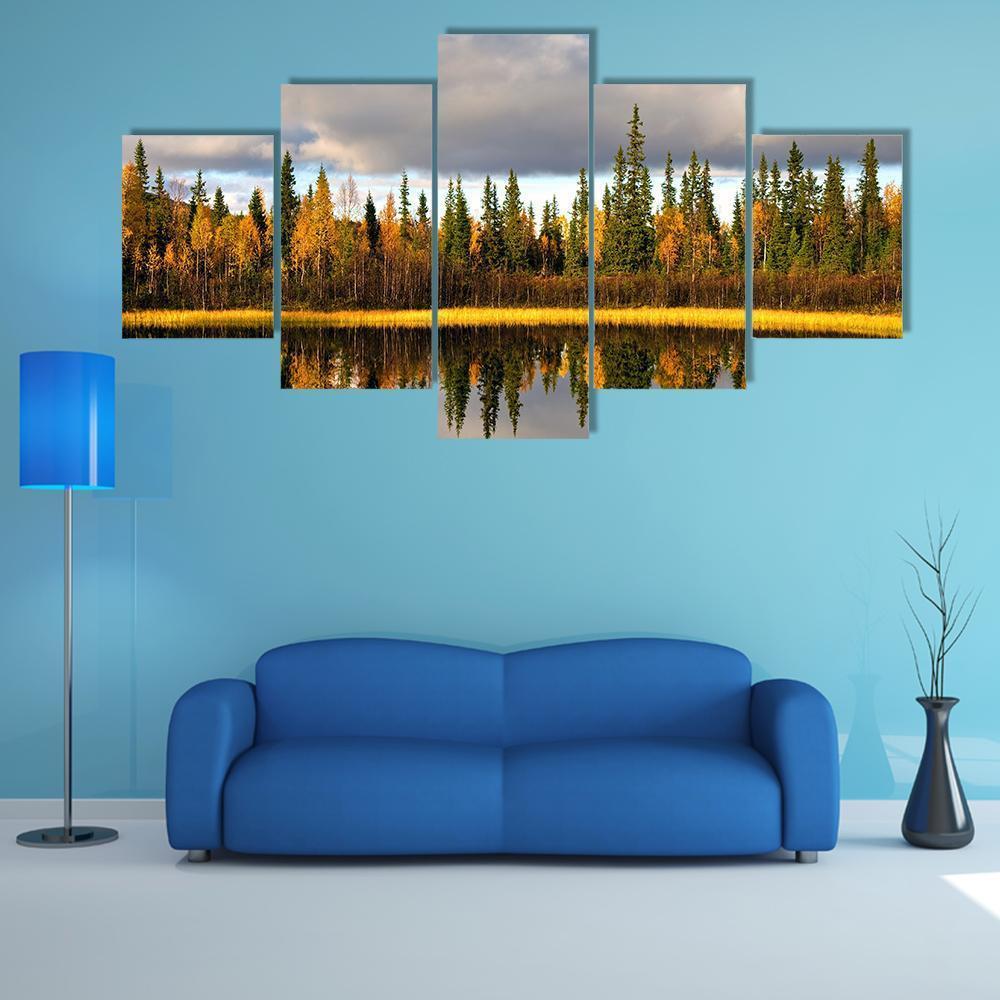 Rural Scandinavian Landscape Canvas Wall Art-5 Star-Gallery Wrap-62" x 32"-Tiaracle