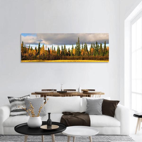 Rural Scandinavian Landscape Panoramic Canvas Wall Art-3 Piece-25" x 08"-Tiaracle
