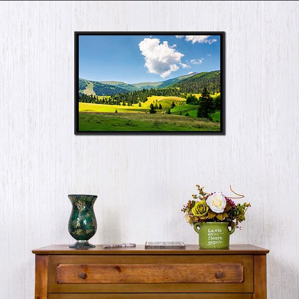 Rural Scenery In Mountains Canvas Wall Art-3 Horizontal-Gallery Wrap-25" x 16"-Tiaracle