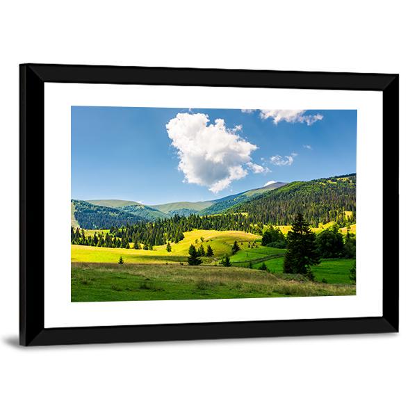 Rural Scenery In Mountains Canvas Wall Art-3 Horizontal-Gallery Wrap-25" x 16"-Tiaracle