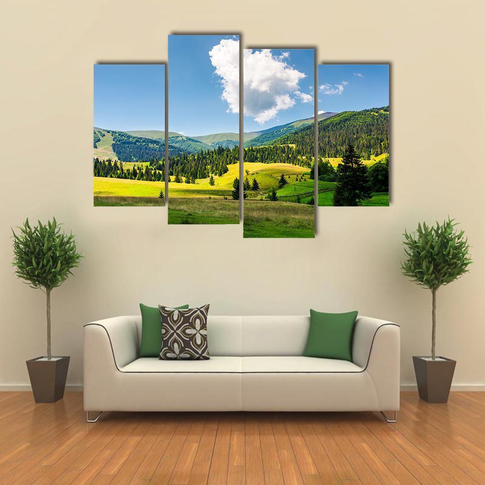Rural Scenery In Mountains Canvas Wall Art-4 Pop-Gallery Wrap-50" x 32"-Tiaracle
