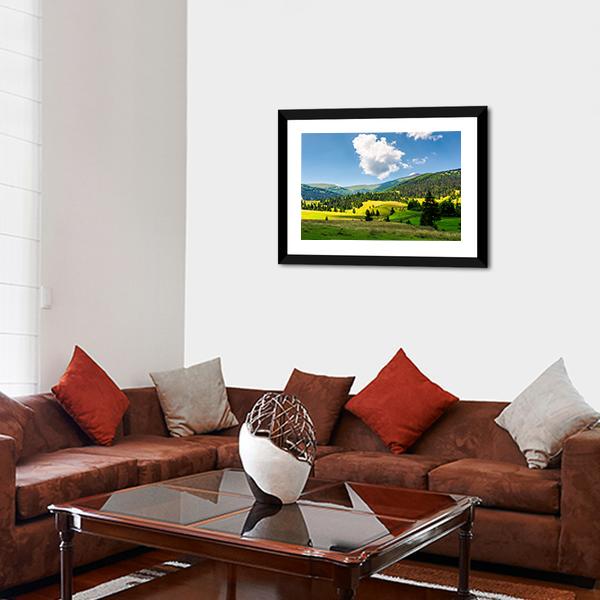 Rural Scenery In Mountains Panoramic Canvas Wall Art-1 Piece-36" x 12"-Tiaracle