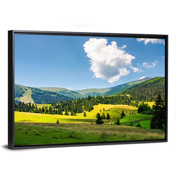 Rural Scenery In Mountains Panoramic Canvas Wall Art-1 Piece-36" x 12"-Tiaracle