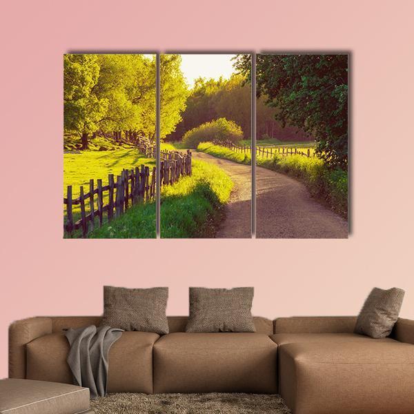 Rural Sweden Summer Sunny Landscape Canvas Wall Art-3 Horizontal-Gallery Wrap-37" x 24"-Tiaracle