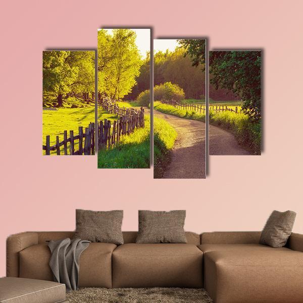 Rural Sweden Summer Sunny Landscape Canvas Wall Art-4 Pop-Gallery Wrap-50" x 32"-Tiaracle