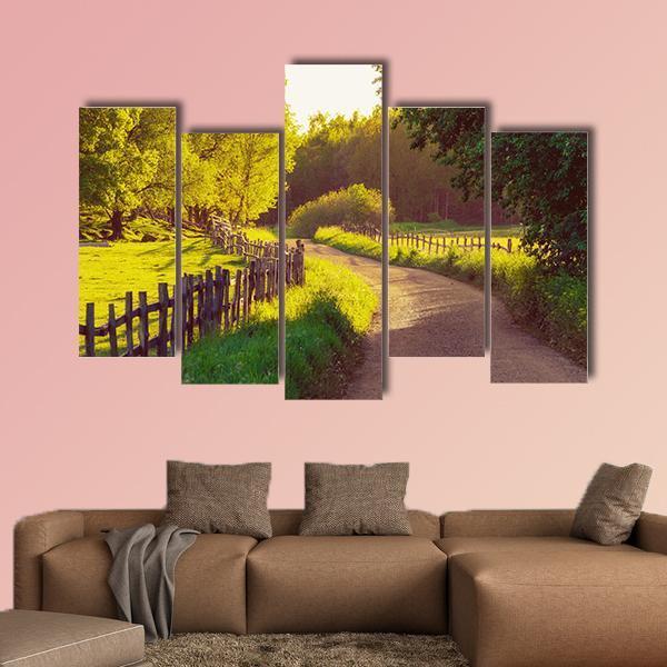 Rural Sweden Summer Sunny Landscape Canvas Wall Art-5 Pop-Gallery Wrap-47" x 32"-Tiaracle