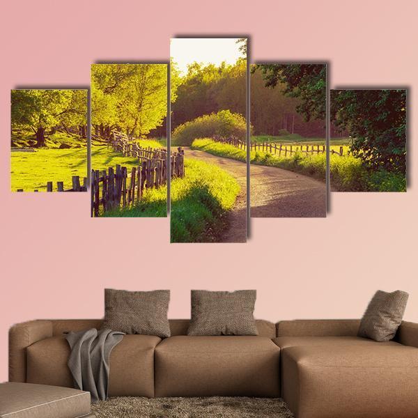 Rural Sweden Summer Sunny Landscape Canvas Wall Art-5 Star-Gallery Wrap-62" x 32"-Tiaracle