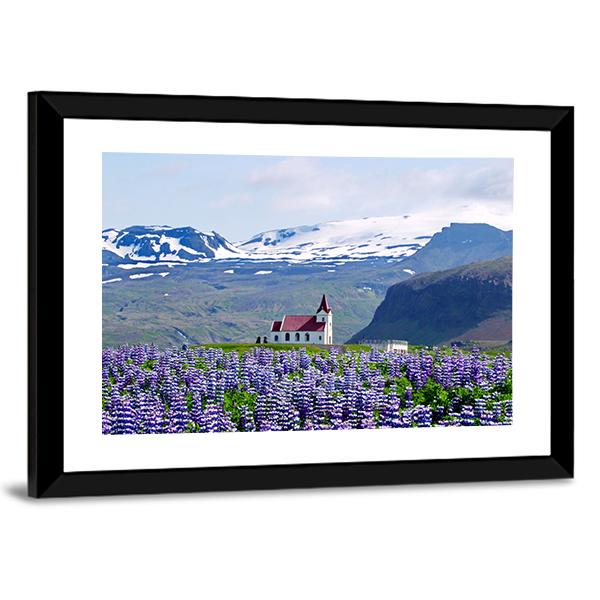 Rural Village Church Canvas Wall Art-5 Horizontal-Gallery Wrap-22" x 12"-Tiaracle