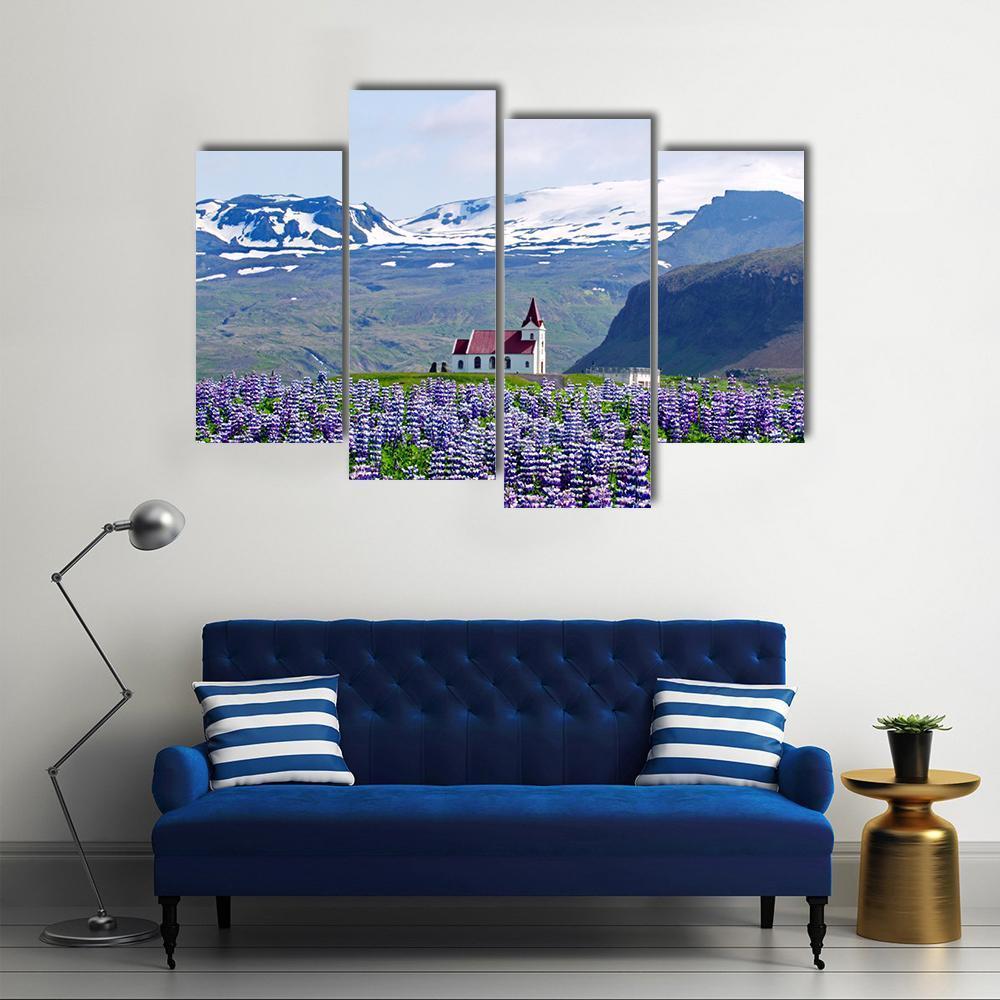 Rural Village Church Canvas Wall Art-4 Pop-Gallery Wrap-50" x 32"-Tiaracle