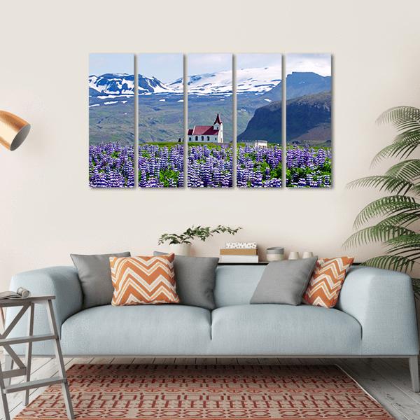 Rural Village Church Canvas Wall Art-5 Horizontal-Gallery Wrap-22" x 12"-Tiaracle