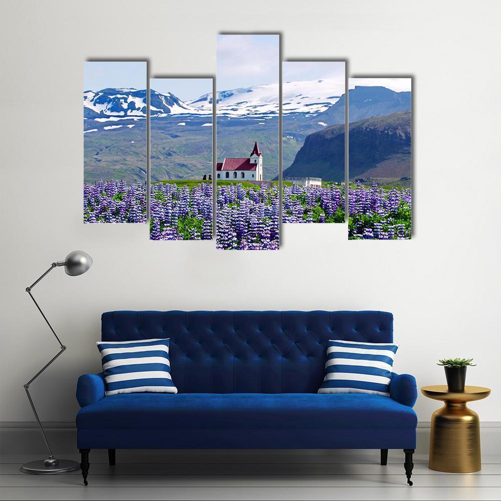 Rural Village Church Canvas Wall Art-5 Pop-Gallery Wrap-47" x 32"-Tiaracle
