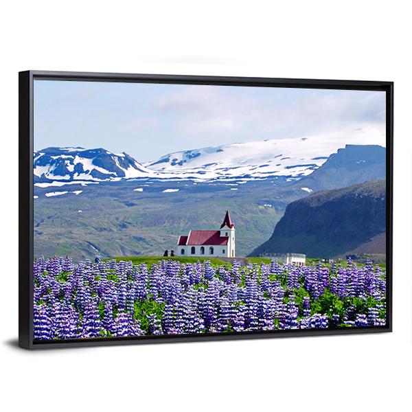 Rural Village Church Canvas Wall Art-3 Horizontal-Gallery Wrap-25" x 16"-Tiaracle