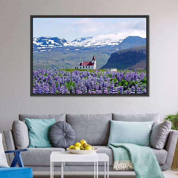 Rural Village Church Canvas Wall Art-3 Horizontal-Gallery Wrap-25" x 16"-Tiaracle