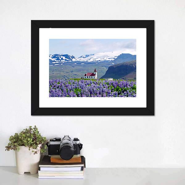Rural Village Church Canvas Wall Art-1 Piece-Framed Print-20" x 16"-Tiaracle