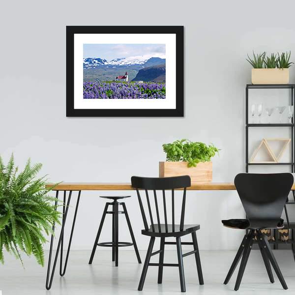 Rural Village Church Canvas Wall Art-3 Horizontal-Gallery Wrap-25" x 16"-Tiaracle