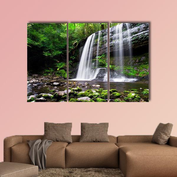 Russell Falls In Tasmania Australia Canvas Wall Art-3 Horizontal-Gallery Wrap-37" x 24"-Tiaracle