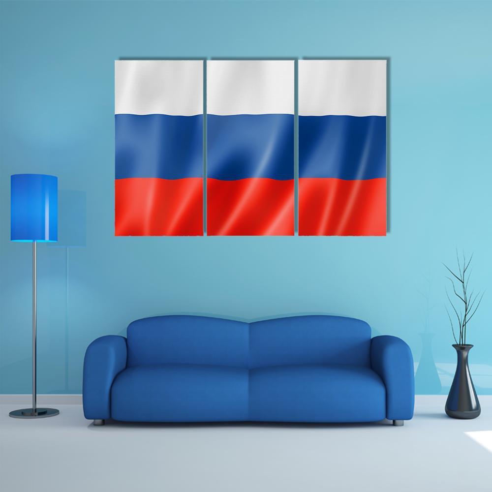 Russia Flag Canvas Wall Art-3 Horizontal-Gallery Wrap-37" x 24"-Tiaracle
