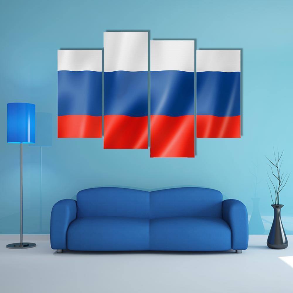 Russia Flag Canvas Wall Art-4 Pop-Gallery Wrap-50" x 32"-Tiaracle