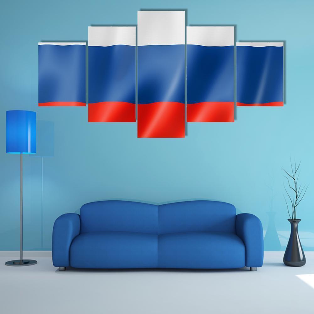Russia Flag Canvas Wall Art-5 Star-Gallery Wrap-62" x 32"-Tiaracle