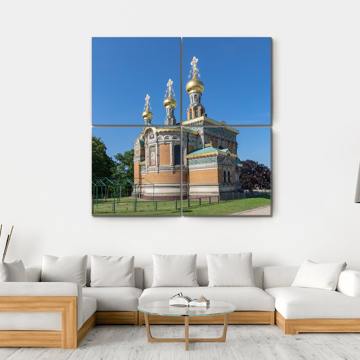 Russian Chapel In Darmstadt Germany Canvas Wall Art-4 Square-Gallery Wrap-17" x 17"-Tiaracle