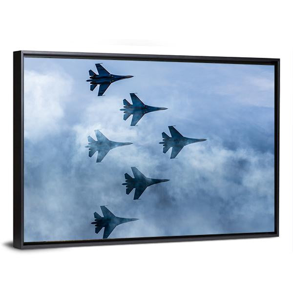 Russian Fighter Aircrafts SU 27 Canvas Wall Art-3 Horizontal-Gallery Wrap-25" x 16"-Tiaracle