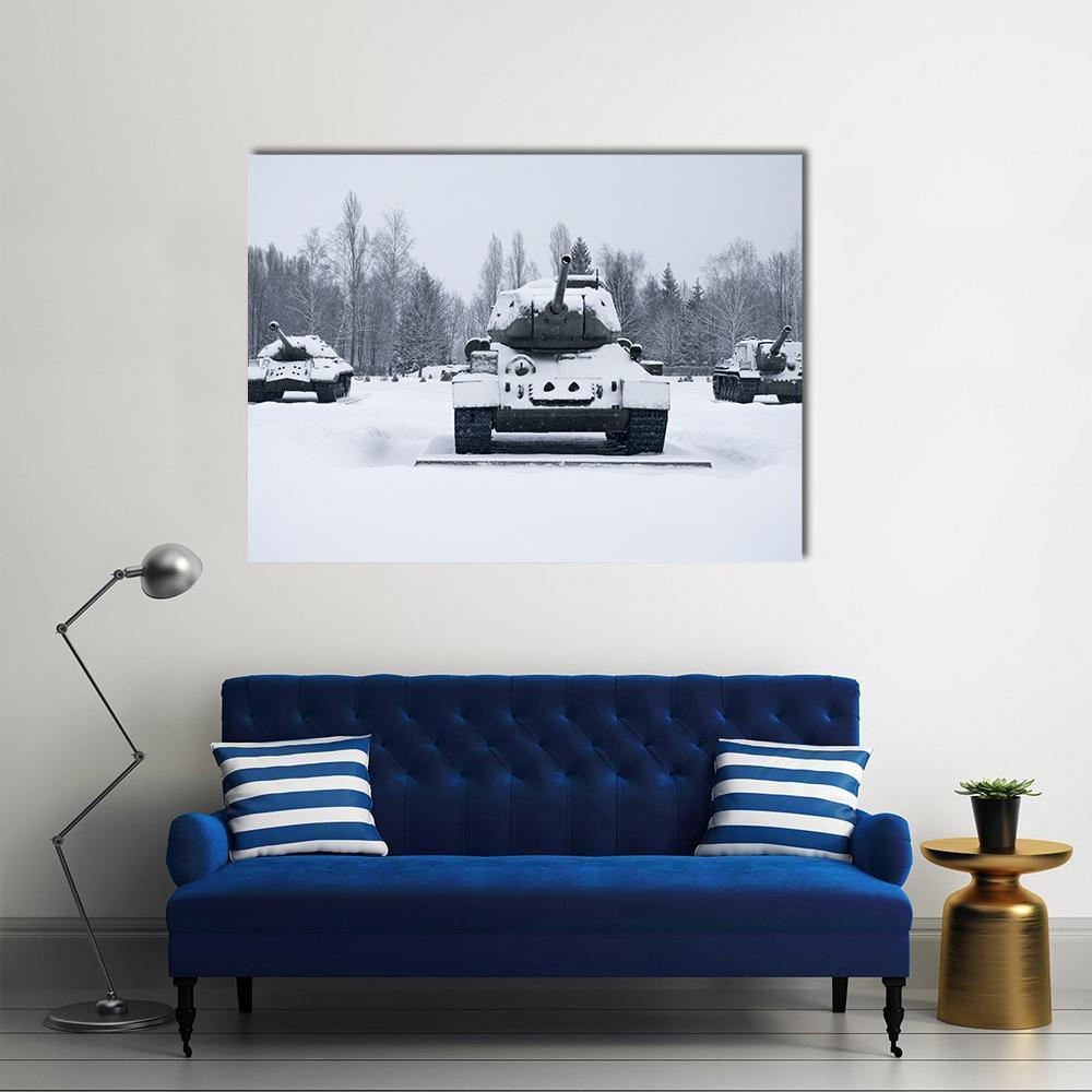 Russian Tanks In Prokhorovka Canvas Wall Art-1 Piece-Gallery Wrap-48" x 32"-Tiaracle