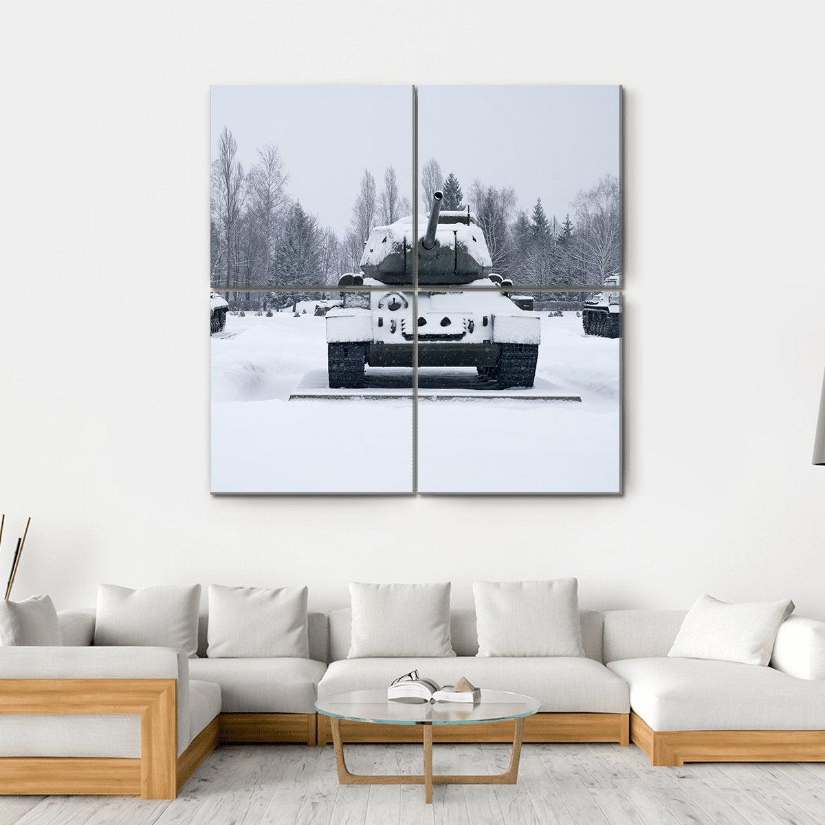 Russian Tanks In Prokhorovka Canvas Wall Art-4 Square-Gallery Wrap-17" x 17"-Tiaracle