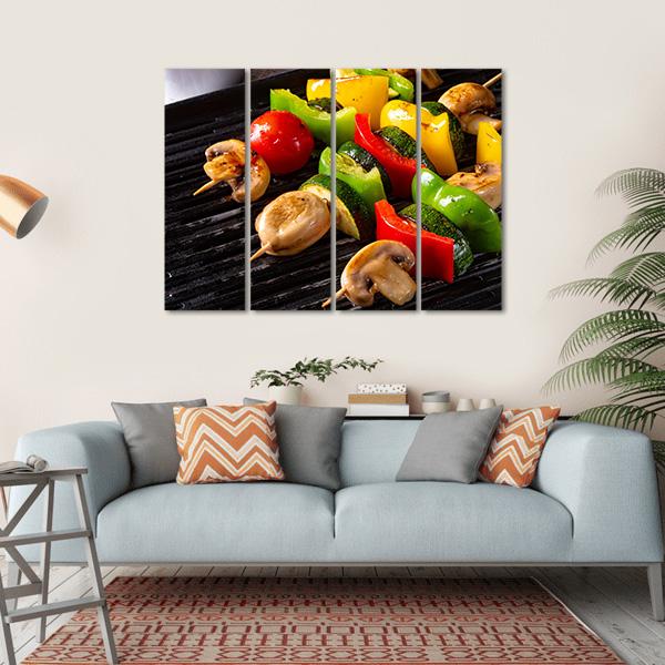 Rustic Vegetable Shashlik Canvas Wall Art-4 Horizontal-Gallery Wrap-34" x 24"-Tiaracle