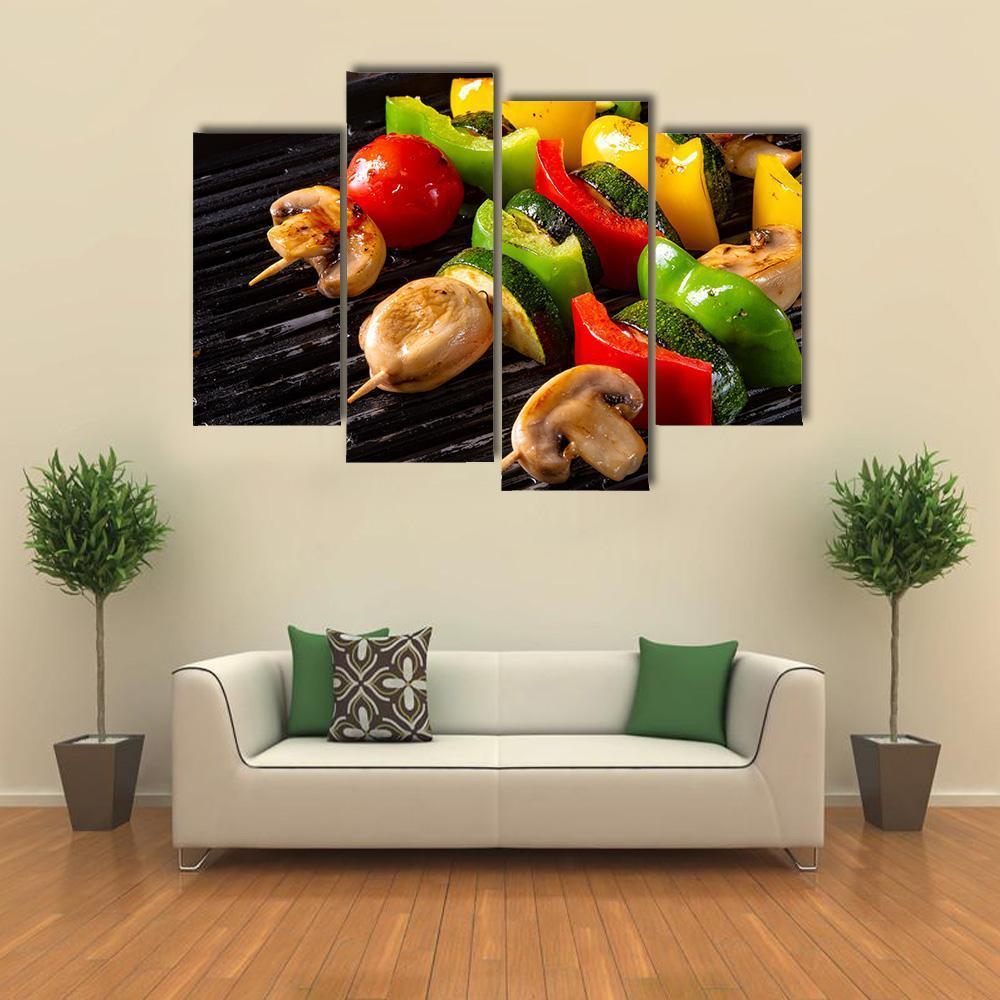 Rustic Vegetable Shashlik Canvas Wall Art-4 Pop-Gallery Wrap-50" x 32"-Tiaracle