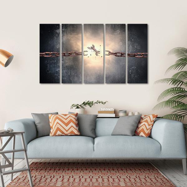 Rusty Iron Chains Broken Canvas Wall Art-5 Horizontal-Gallery Wrap-22" x 12"-Tiaracle