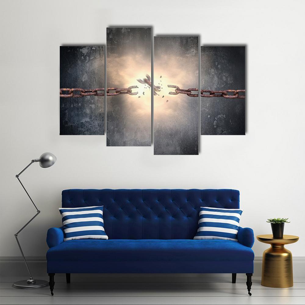 Rusty Iron Chains Broken Canvas Wall Art-4 Pop-Gallery Wrap-50&quot; x 32&quot;-Tiaracle