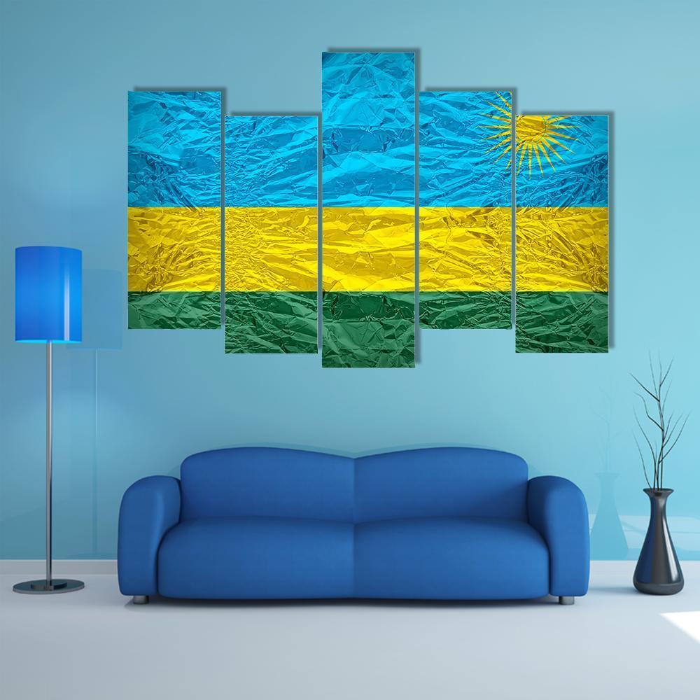 Rwanda Flag Pattern Canvas Wall Art-5 Pop-Gallery Wrap-47" x 32"-Tiaracle