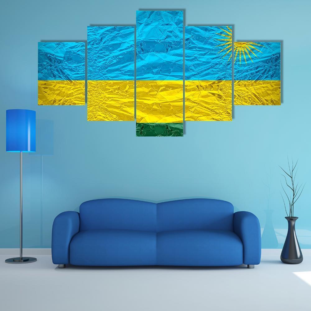 Rwanda Flag Pattern Canvas Wall Art-5 Star-Gallery Wrap-62" x 32"-Tiaracle