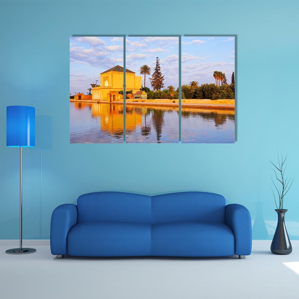 Saadian Garden In Morocco Canvas Wall Art-3 Horizontal-Gallery Wrap-37" x 24"-Tiaracle