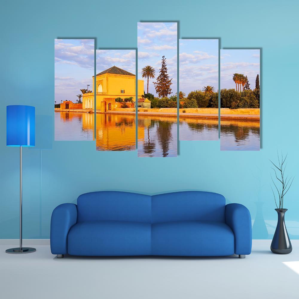 Saadian Garden In Morocco Canvas Wall Art-5 Pop-Gallery Wrap-47" x 32"-Tiaracle