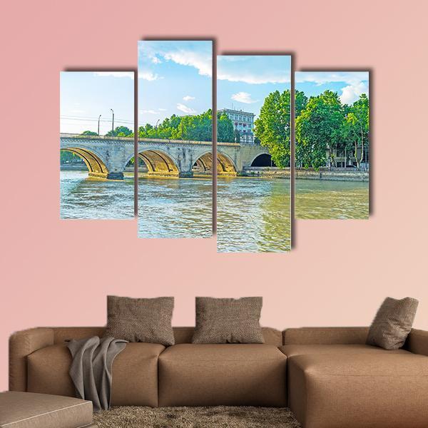 Saarbrucken Bridge Over Kura River Canvas Wall Art-4 Pop-Gallery Wrap-50" x 32"-Tiaracle