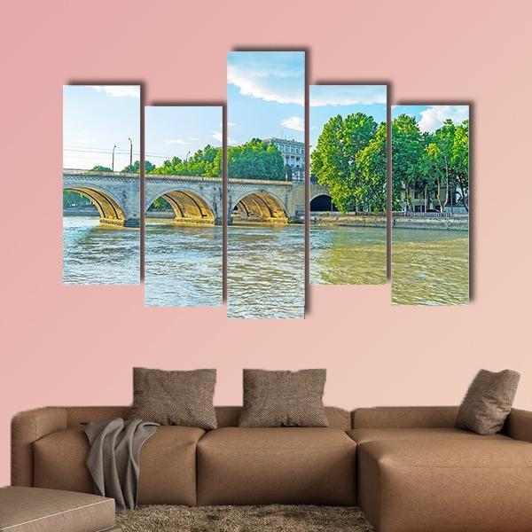 Saarbrucken Bridge Over Kura River Canvas Wall Art-5 Pop-Gallery Wrap-47" x 32"-Tiaracle