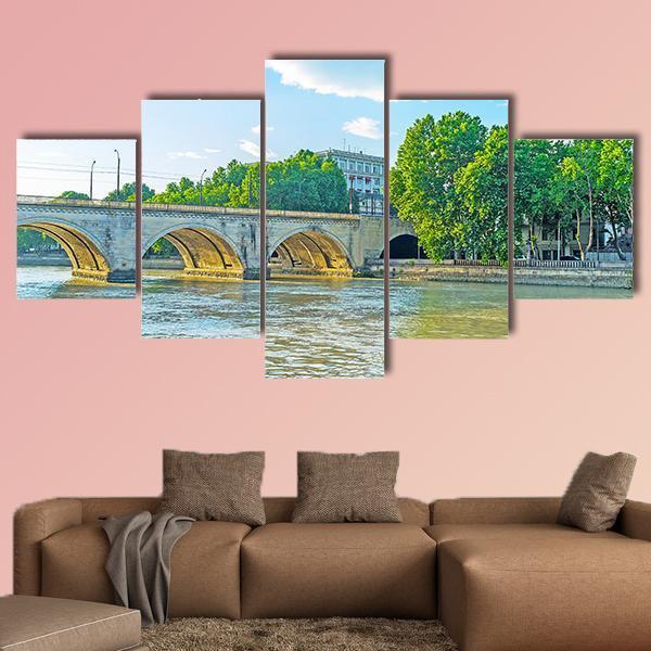 Saarbrucken Bridge Over Kura River Canvas Wall Art-5 Star-Gallery Wrap-62" x 32"-Tiaracle