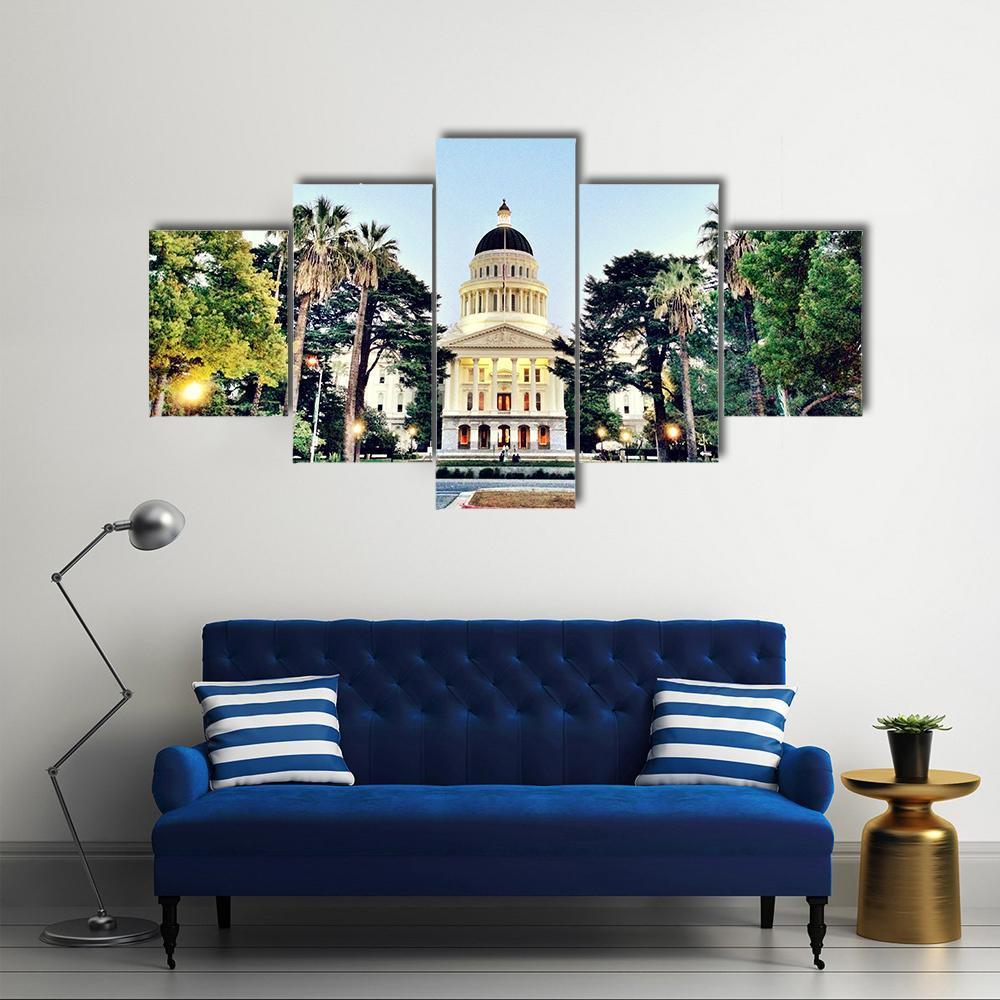 Sacramento State Capitol Building Canvas Wall Art-5 Star-Gallery Wrap-62" x 32"-Tiaracle