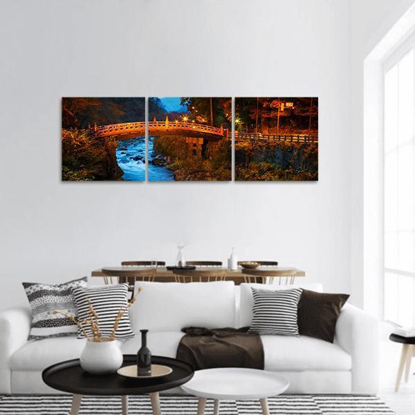 Sacred Bridge Japan Panoramic Canvas Wall Art-3 Piece-25" x 08"-Tiaracle