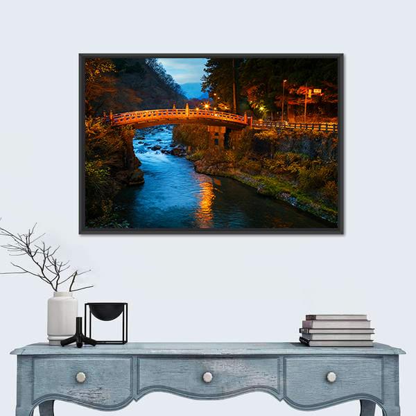 Sacred Bridge Japan Canvas Wall Art-1 Piece-Floating Frame-24" x 16"-Tiaracle